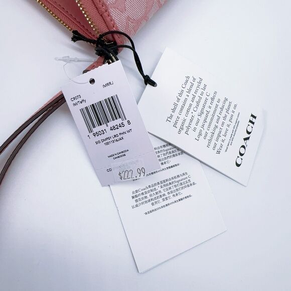 Coach C9073 Dempsey Large Phone Wallet Signature Jacquard Stripe And Patch Taffy - Picture 8 of 9